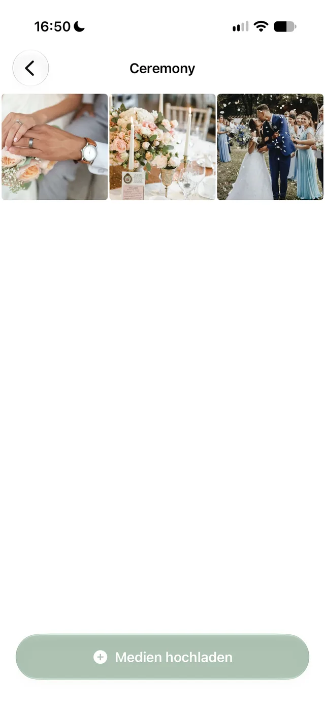 iOS-App: Galerie eines Events mit Fotos und Upload-Button